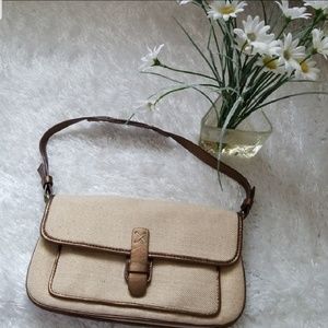 Ann Taylor LOFT mini woven straw bag bronze